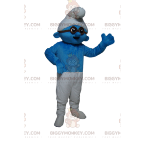 BIGGYMONKEY™ Mascottekostuum Blauwe en witte smurf met zwarte