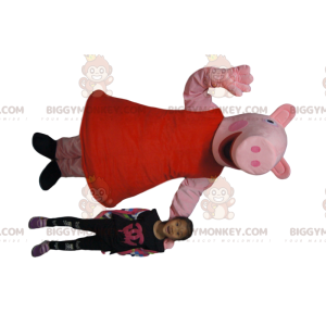 Costume de mascotte BIGGYMONKEY™ de cochon très souriante avec