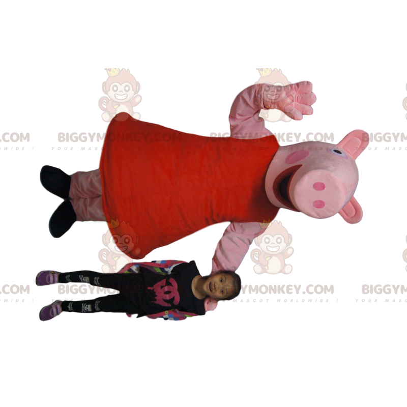 Costume de mascotte BIGGYMONKEY™ de cochon très souriante avec