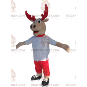 Disfraz de mascota de reno BIGGYMONKEY™ con astas rojas y