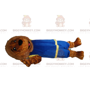 Disfraz de mascota Lion BIGGYMONKEY™ con ropa deportiva azul -