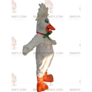 Στολή μασκότ BIGGYMONKEY™ White Goose με χαριτωμένο λοφίο και