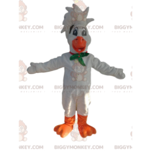 Weiße Gans BIGGYMONKEY™ Maskottchen-Kostüm mit süßem Wappen und