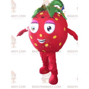 Cute Strawberry BIGGYMONKEY™ Mascot Costume with Beautiful Eyes
