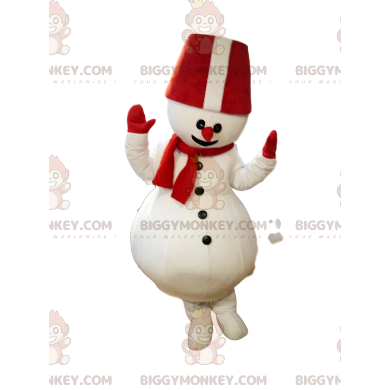 Costume de mascotte BIGGYMONKEY™ de bonhomme de neige avec un