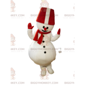 Snowman BIGGYMONKEY™ Mascot Costume With Big Red Hat -