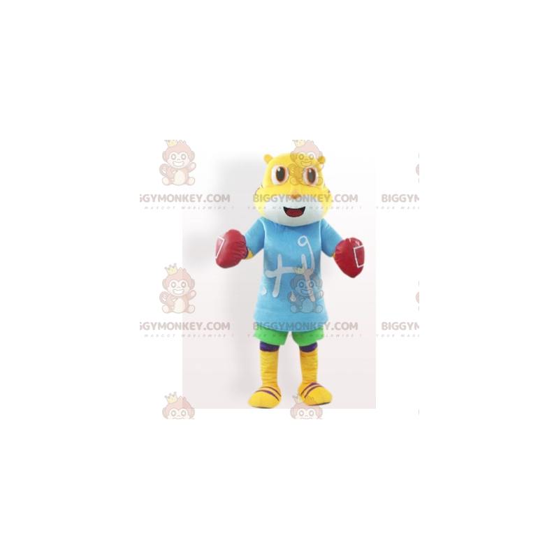 BIGGYMONKEY™ Little Yellow Tiger Mascot Costume With Boxing