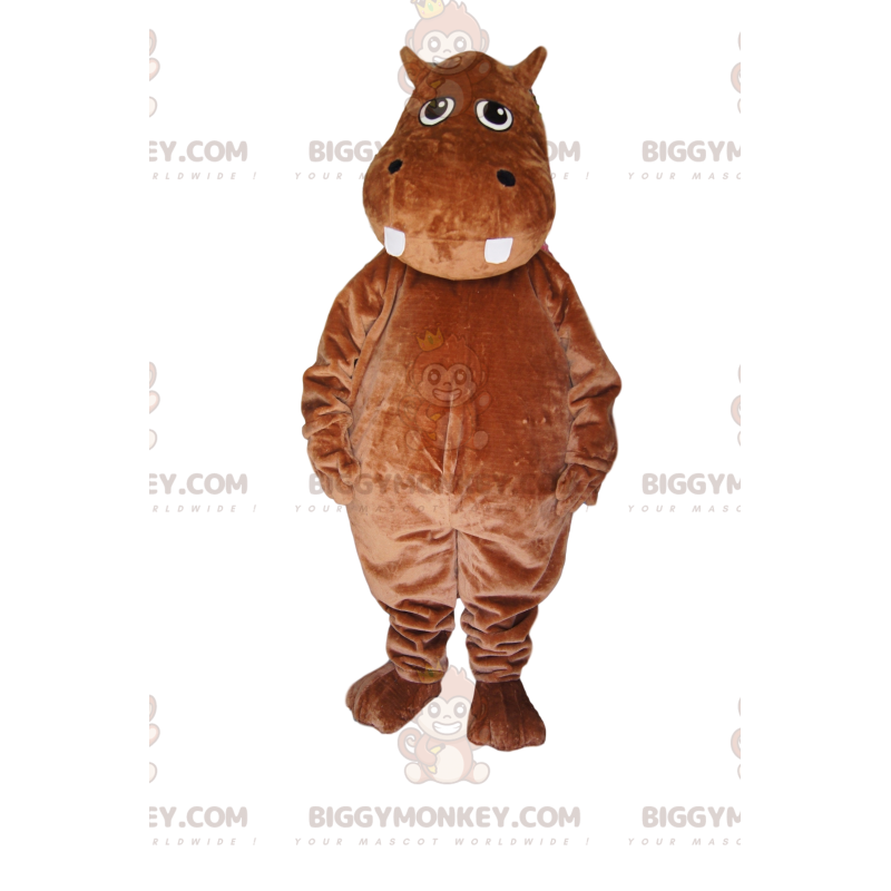 Brun Hippopotamus BIGGYMONKEY™ maskotkostume. Flodhest kostume