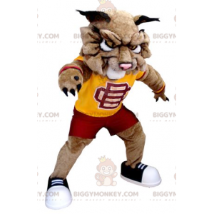 BIGGYMONKEY™ Brown Lion Dog Mascot Costume In Sportswear -