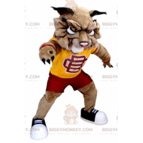BIGGYMONKEY™ Brown Lion Dog Mascot Costume In Sportswear -