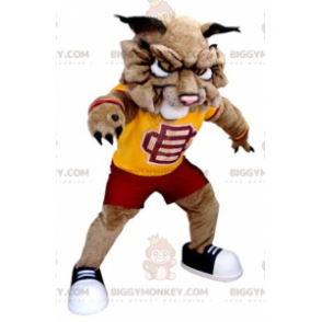 BIGGYMONKEY™ Brown Lion Hundemaskotkostume i sportstøj -