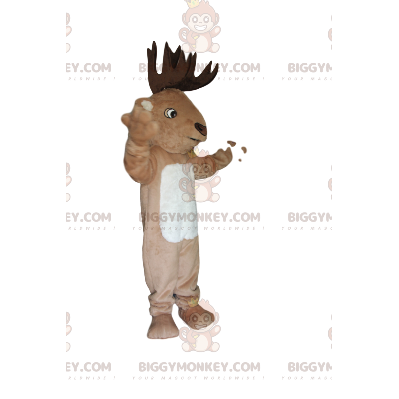 Deer BIGGYMONKEY™ Mascot Costume with Gorgeous Brown Antlers –