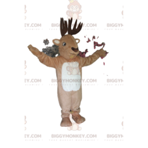 Disfraz de mascota Ciervo BIGGYMONKEY™ con hermosos cuernos