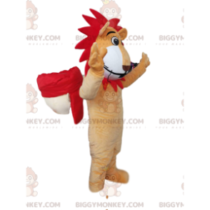 BIGGYMONKEY™ Mascot Costume Fun Lion with Red Mane –