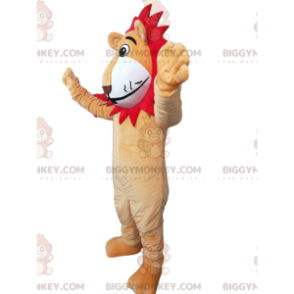 BIGGYMONKEY™ Traje de mascote divertido leão com juba vermelha