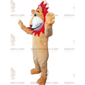 Disfraz de mascota BIGGYMONKEY™ León divertido con melena roja