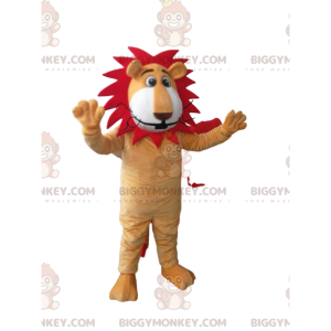 BIGGYMONKEY™ Mascottekostuum Leuke leeuw met rode manen -