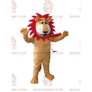 BIGGYMONKEY™ maskotkostume Sjov løve med rød manke -