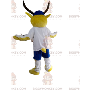 Costume de mascotte BIGGYMONKEY™ de bouquetin jaune et blanc