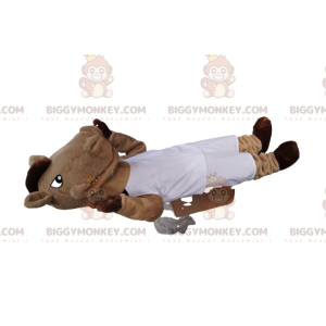 BIGGYMONKEY™ Mascot Costume of Tan and Brown Horse in White