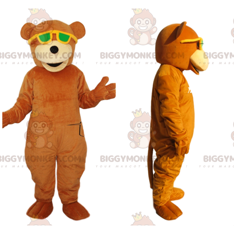 BIGGYMONKEY™ maskottiasu Oranssi karhu keltaisilla