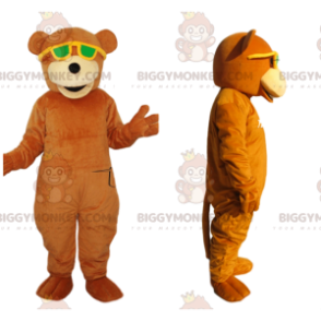 Kostium maskotki BIGGYMONKEY™ Pomarańczowy niedźwiedź z żółtymi