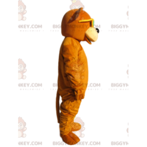 BIGGYMONKEY™ Mascot Costume Orange Bear With Yellow Sunglasses