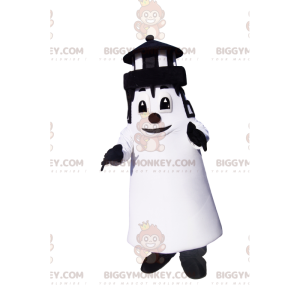 Costume de mascotte BIGGYMONKEY™ de phare noir et blanc.