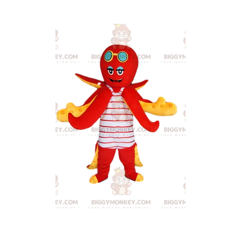 Costume de mascotte BIGGYMONKEY™ de pieuvre rouge avec un