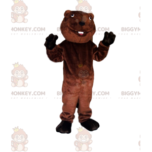 BIGGYMONKEY™ Costume da mascotte Castoro marrone con un sorriso