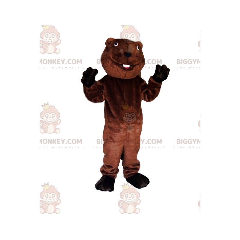 Costume de mascotte BIGGYMONKEY™ de castor marron avec un