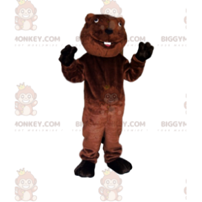 BIGGYMONKEY™ Mascot Costume Brown Beaver With Huge Smile –