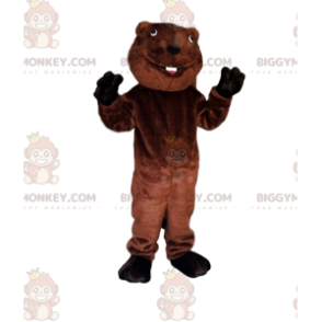 Costume de mascotte BIGGYMONKEY™ de castor marron avec un