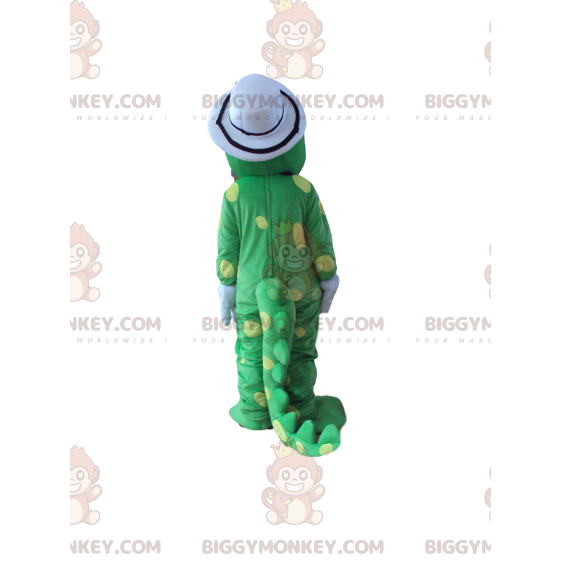 BIGGYMONKEY™ Costume da mascotte Dinosauro verde a pois gialli