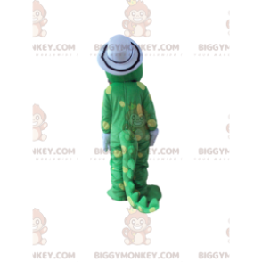 BIGGYMONKEY™ Costume da mascotte Dinosauro verde a pois gialli