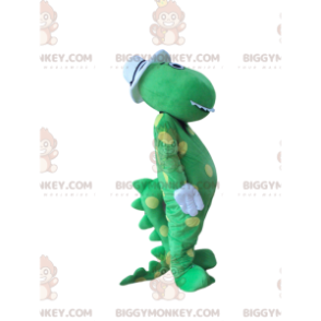 BIGGYMONKEY™ Costume da mascotte Dinosauro verde a pois gialli