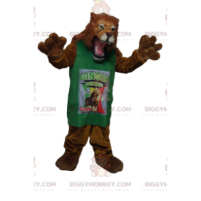 Disfraz de mascota León muy feroz BIGGYMONKEY™ con jersey verde