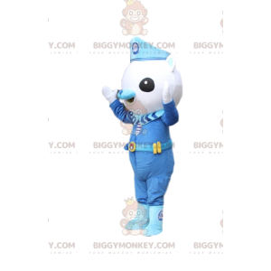 Costume de mascotte BIGGYMONKEY™ de petit ourson blanc en tenue