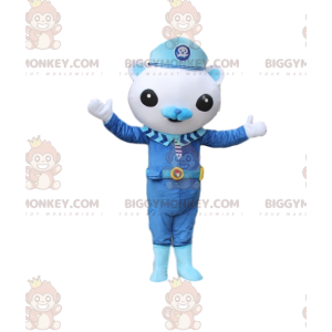 BIGGYMONKEY™ Little White Bear Mascot Costume In Steward Outfit