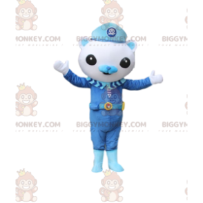 BIGGYMONKEY™ Little White Bear Mascot Costume In Steward Outfit