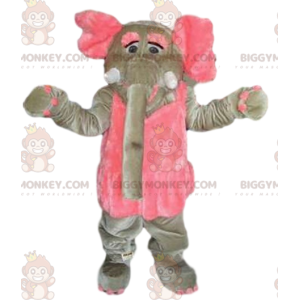 Costume da mascotte BIGGYMONKEY™ Elefante grigio e rosa.