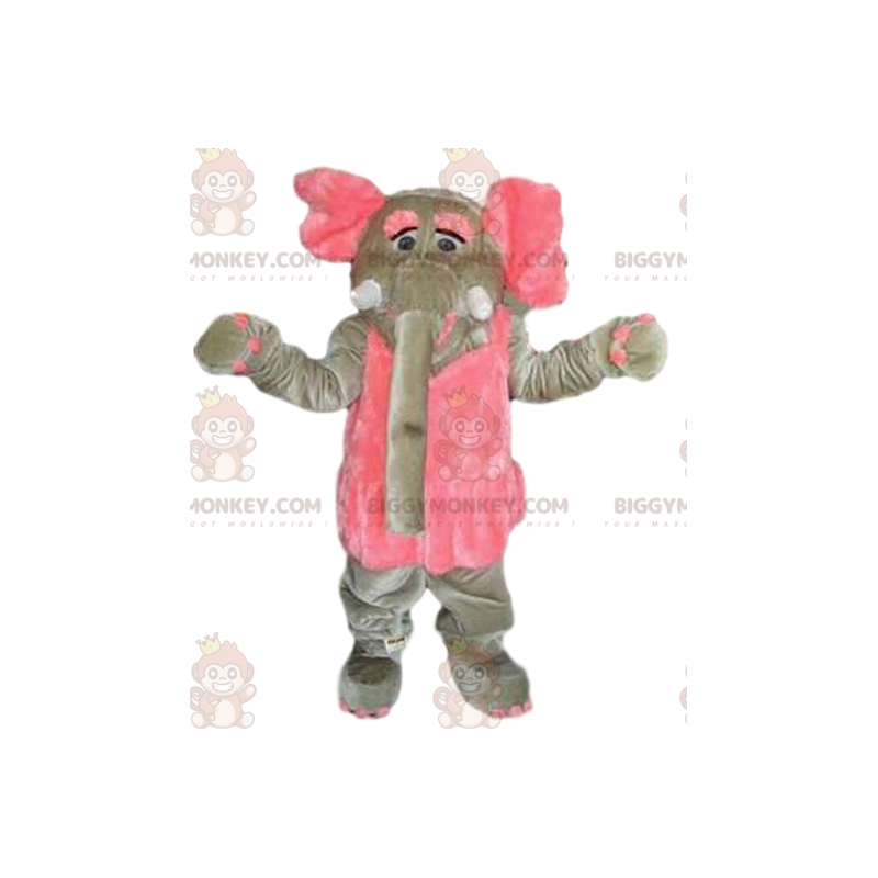 Costume da mascotte BIGGYMONKEY™ Elefante grigio e rosa.