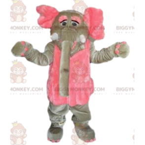 Costume da mascotte BIGGYMONKEY™ Elefante grigio e rosa.