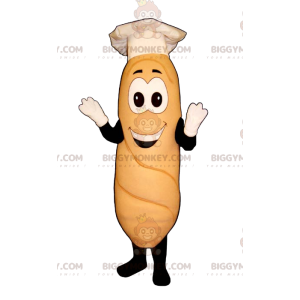 BIGGYMONKEY™ Breadstick-mascottekostuum met witte koksmuts -