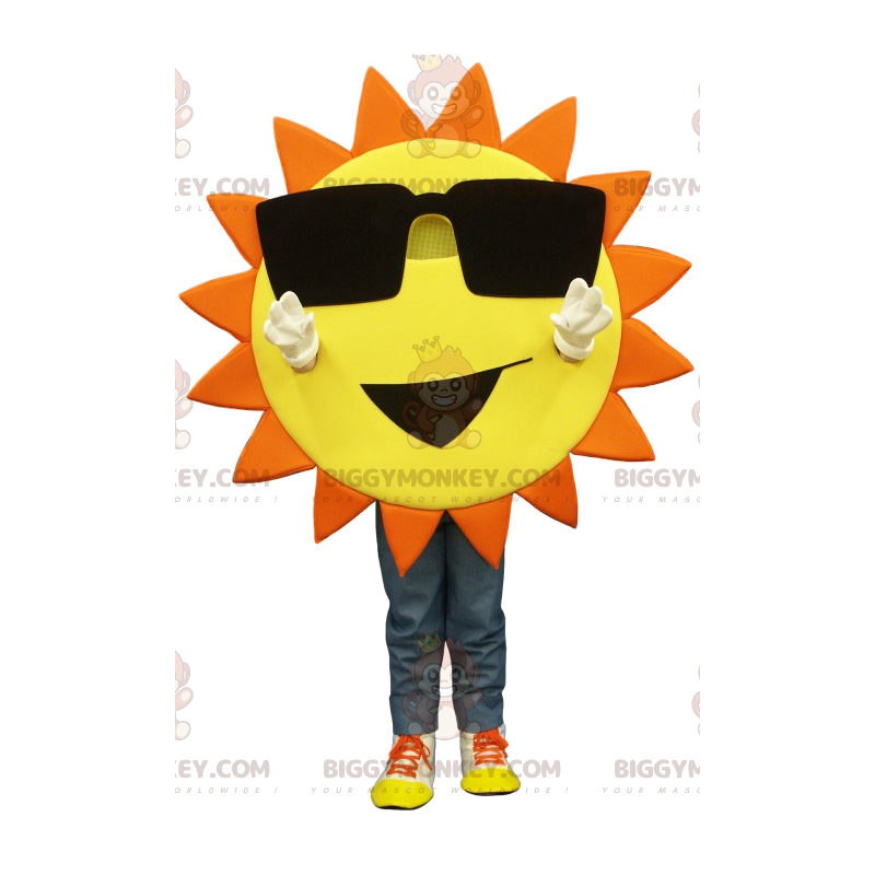 Kostium maskotki BIGGYMONKEY™ Żółto-pomarańczowe słońce z