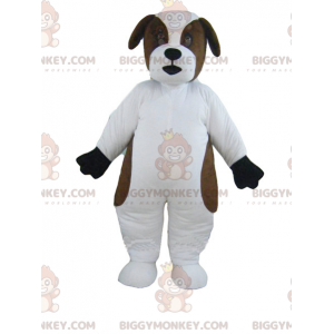Weißer und brauner Bernhardiner BIGGYMONKEY™ Maskottchen-Kostüm