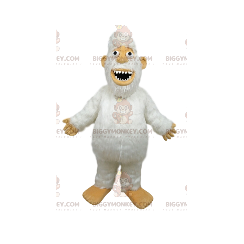 Vit Yeti Big Teeth BIGGYMONKEY™ maskotdräkt - BiggyMonkey maskot
