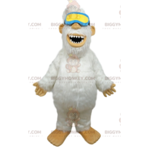 BIGGYMONKEY™ Maskottchen-Kostüm aus weißem Yeti mit blauer und