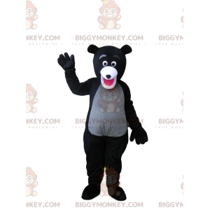 Costume da mascotte BIGGYMONKEY™ dell'orso nero e grigio molto