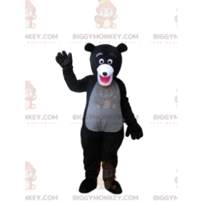 Very Enthusiastic Black and Gray Bear BIGGYMONKEY™ Mascot